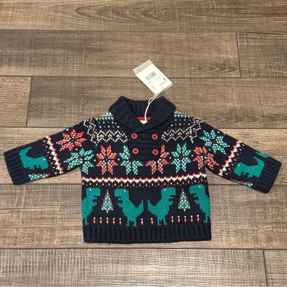 New Du Pareil Au Meme Baby Holiday Dinosaur Wool Sweater 3 Months